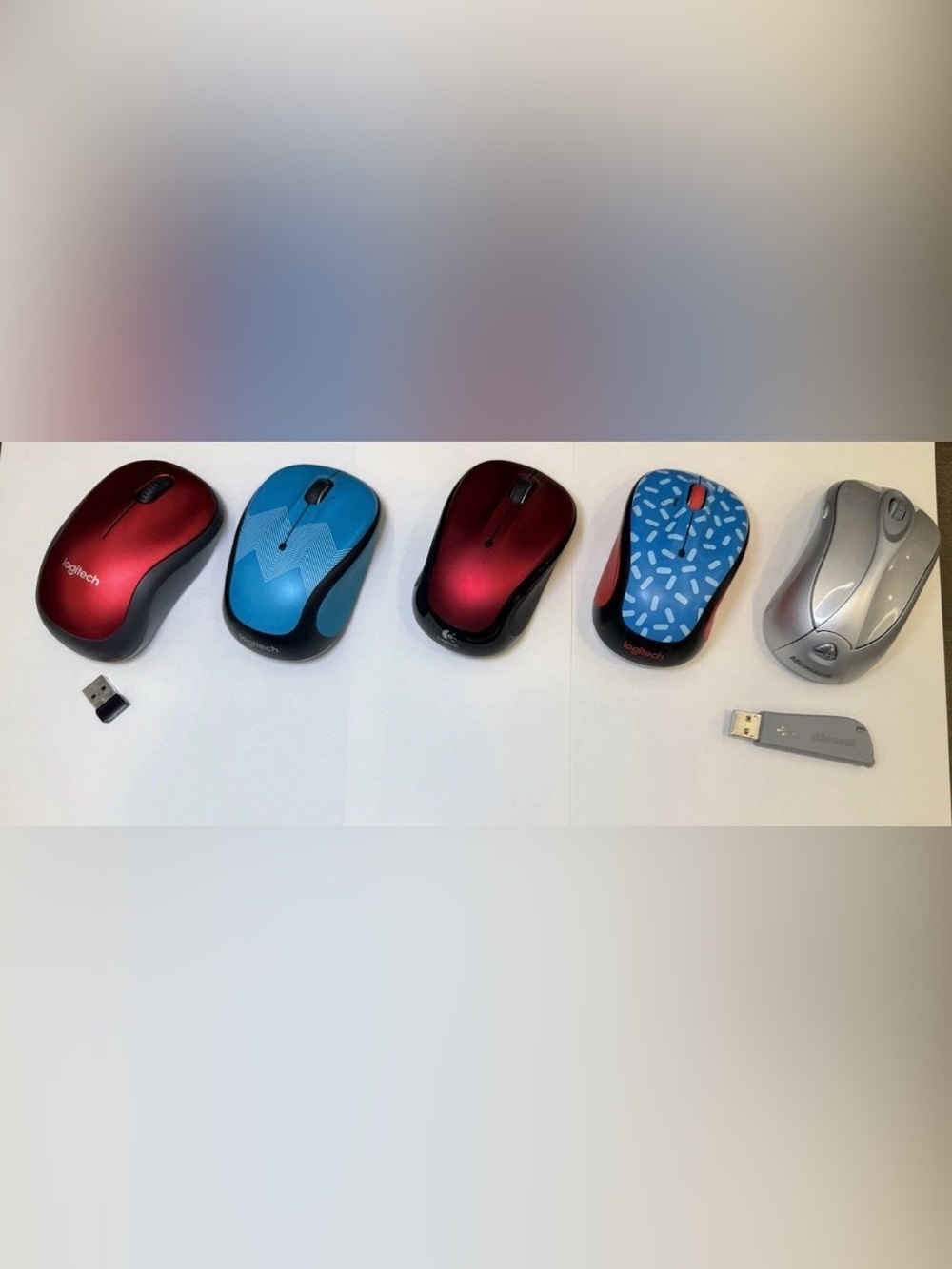 Lot of 5 Wireless Mouse Mice - 4 Logitech & 1
Microsoft - USB For 2